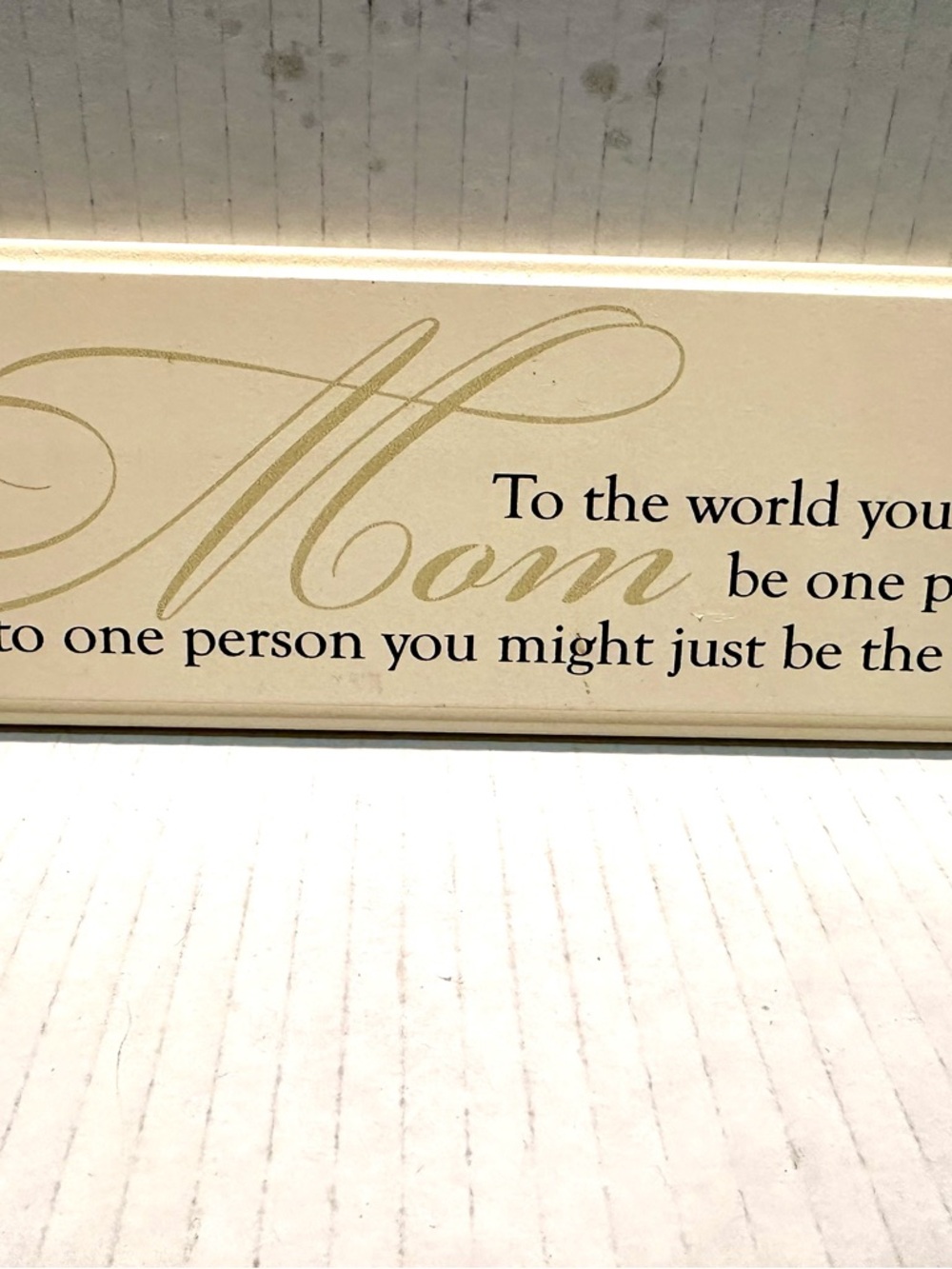 Mom Wall Sign - Cream and Gold Sentiment Mother’s Day Gift 3x9